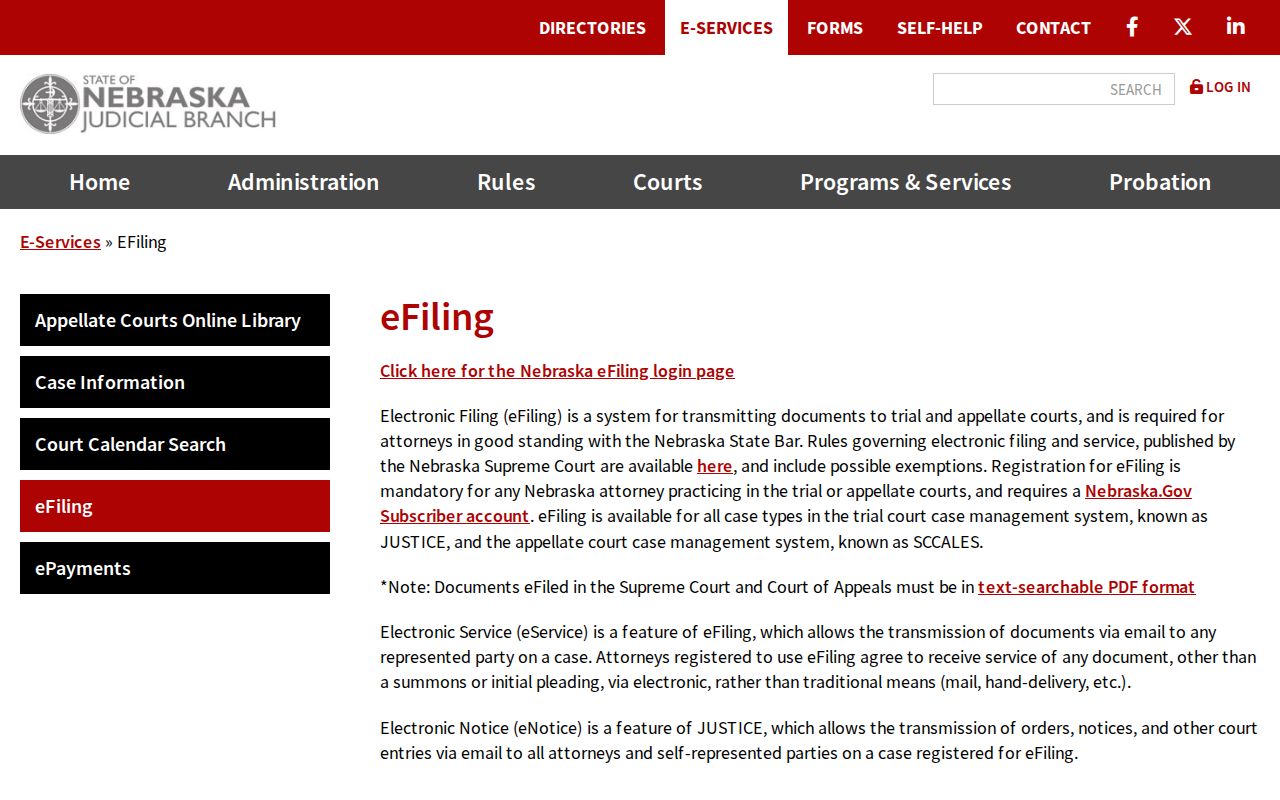 Wheeler County case lookup information from Nebraska Judicial Branch eFiling