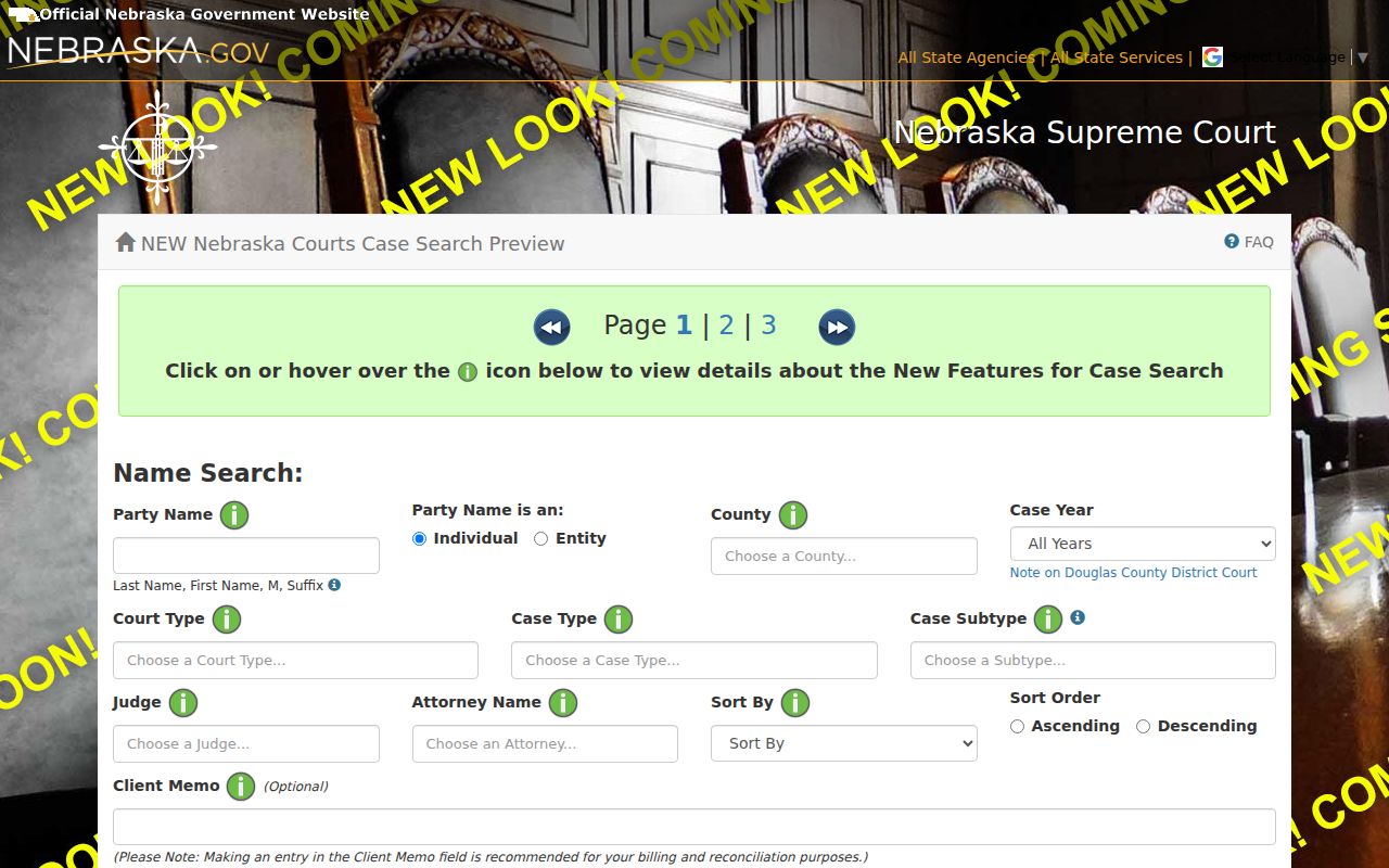 Wheeler County case lookup through the official Nebraska JUSTICE search demo