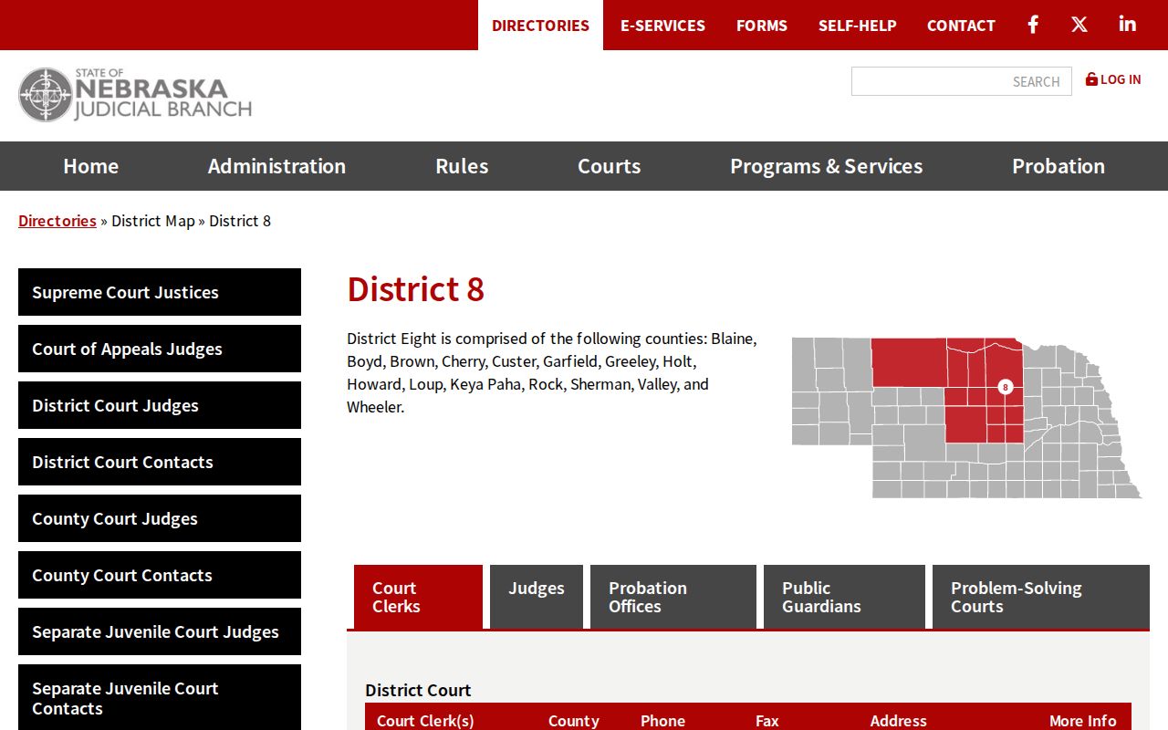 Wheeler County civil docket Eighth Judicial District map