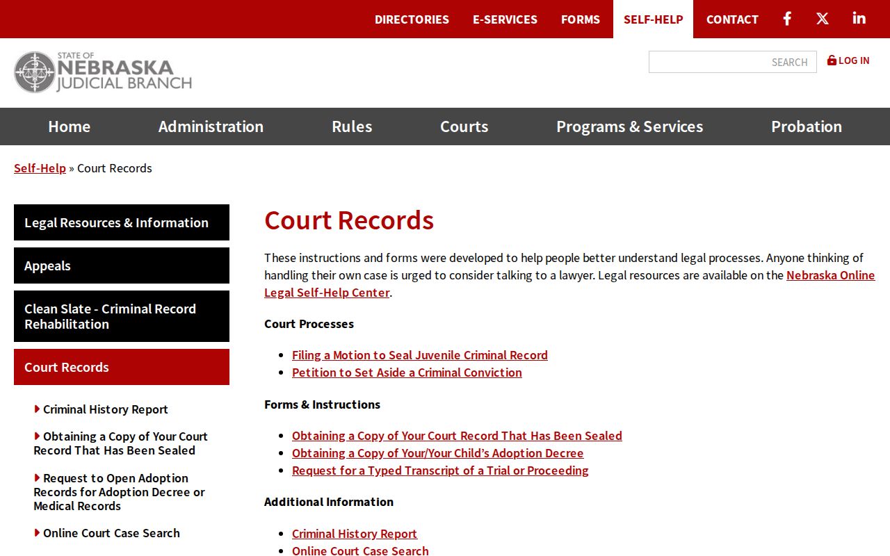 Wheeler County court record self-help information from Nebraska Judicial Branch