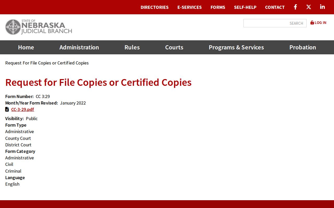 Wheeler County court record request information from Nebraska Judicial Branch