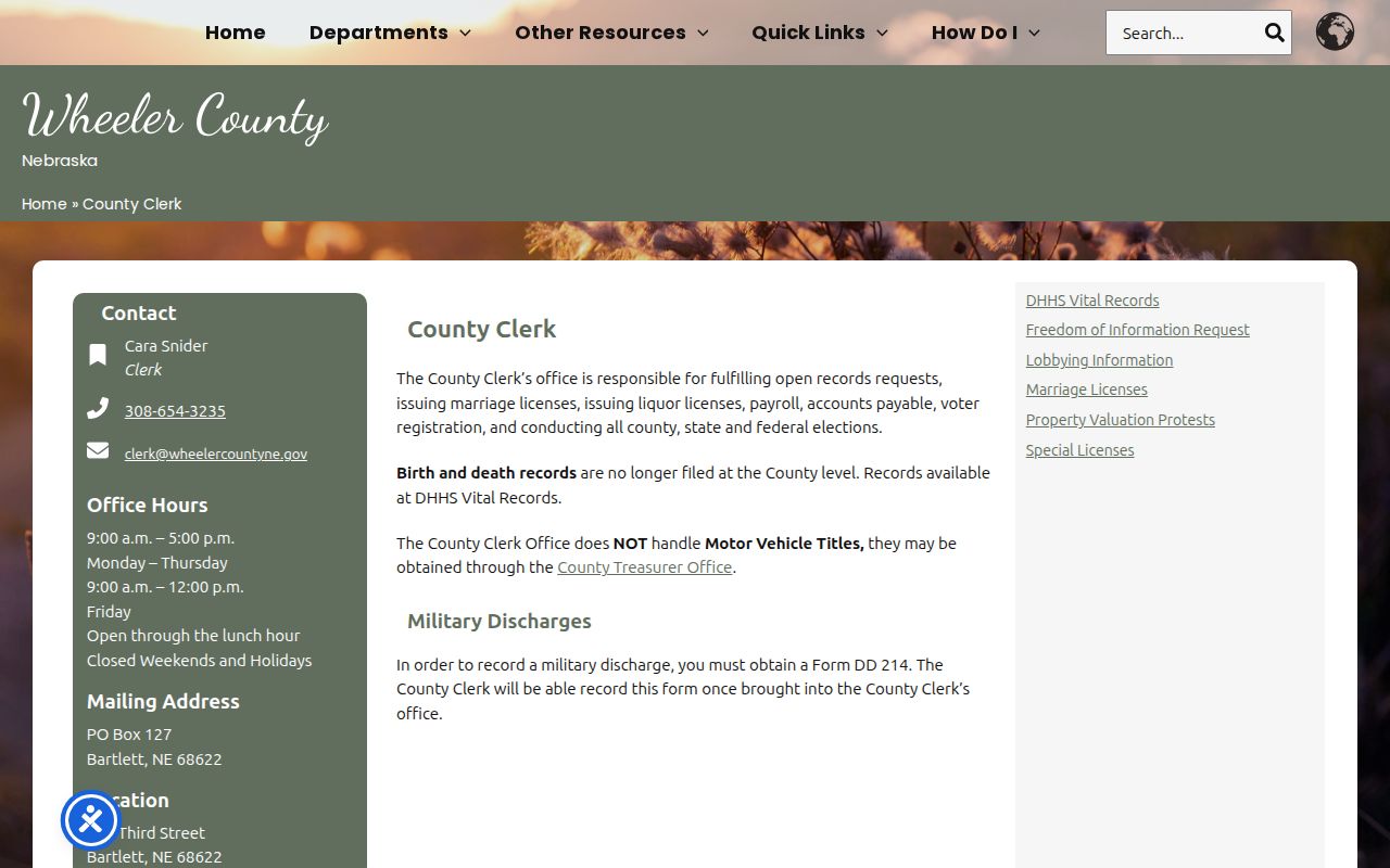 Wheeler County court docket county clerk records office
